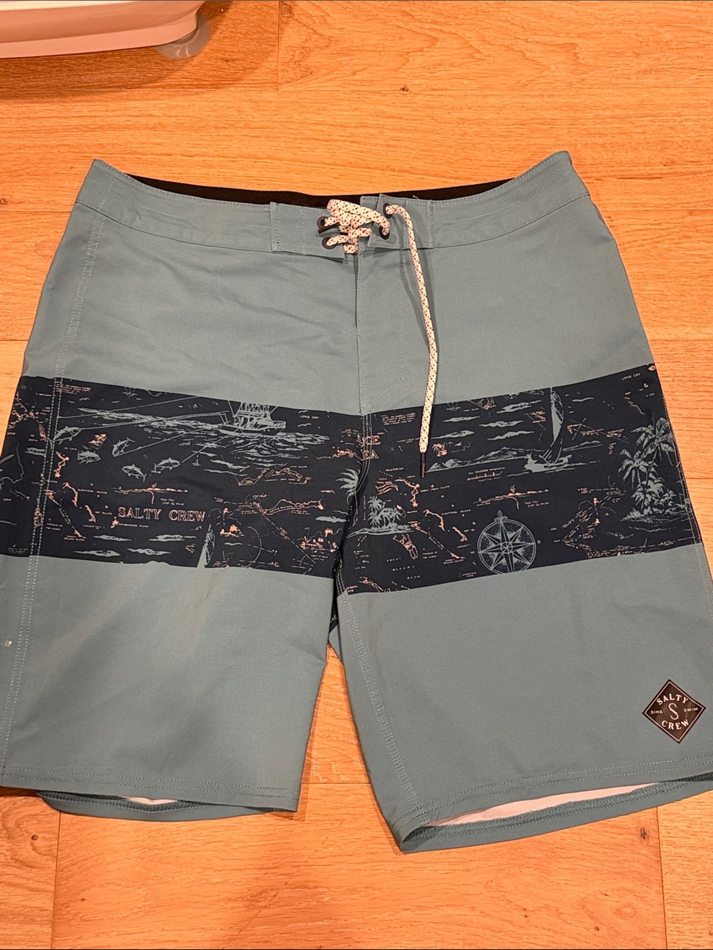 Salty Crew Teal Boardshorts with Navy Graphic‎ Panel 34